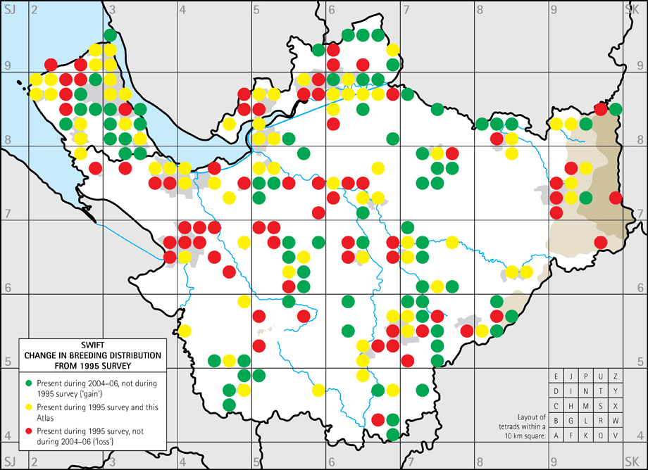 Change in breeding distribution map