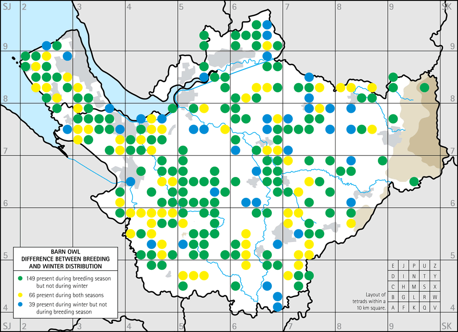 Difference between breeding and winter distribution map