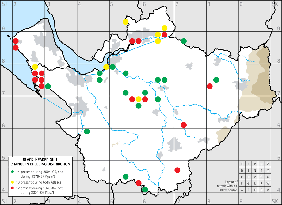 Change in breeding distribution map