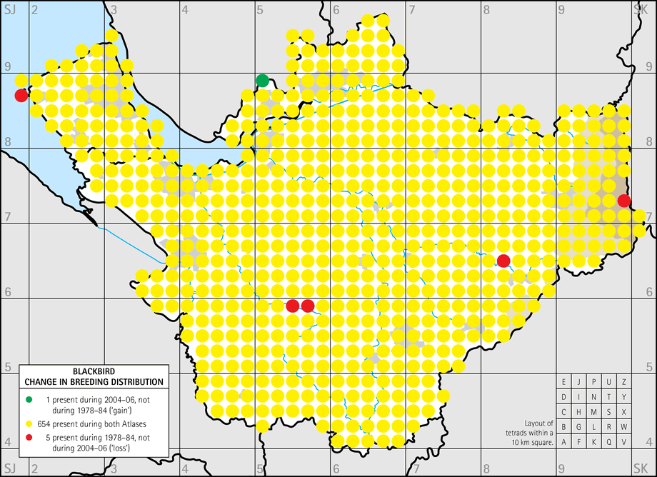 Change in breeding distribution map