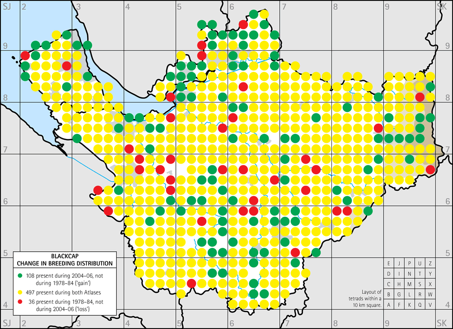 Change in breeding distribution map