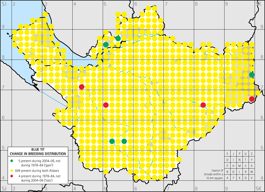 Change in breeding distribution map