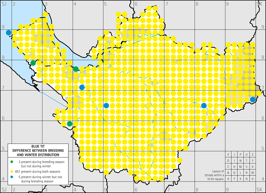 Difference between breeding and winter distribution map