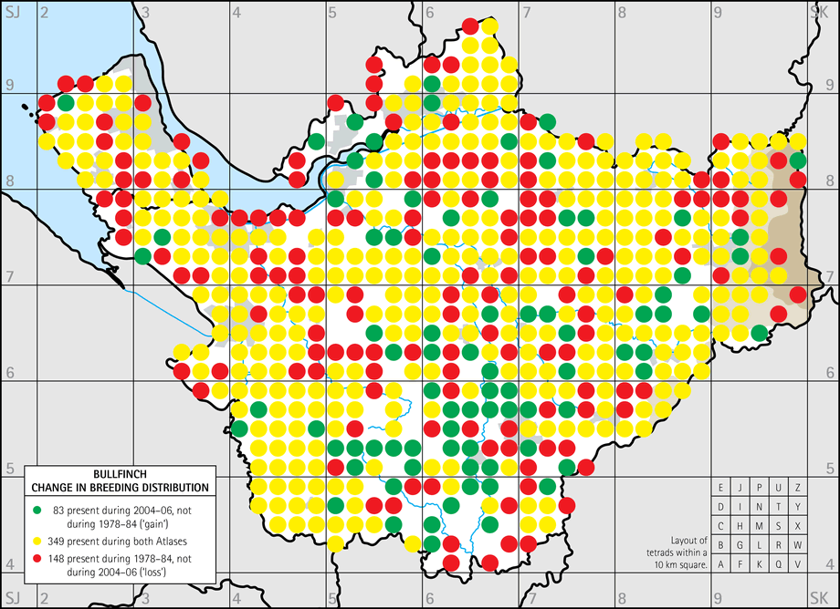 Change in breeding distribution map