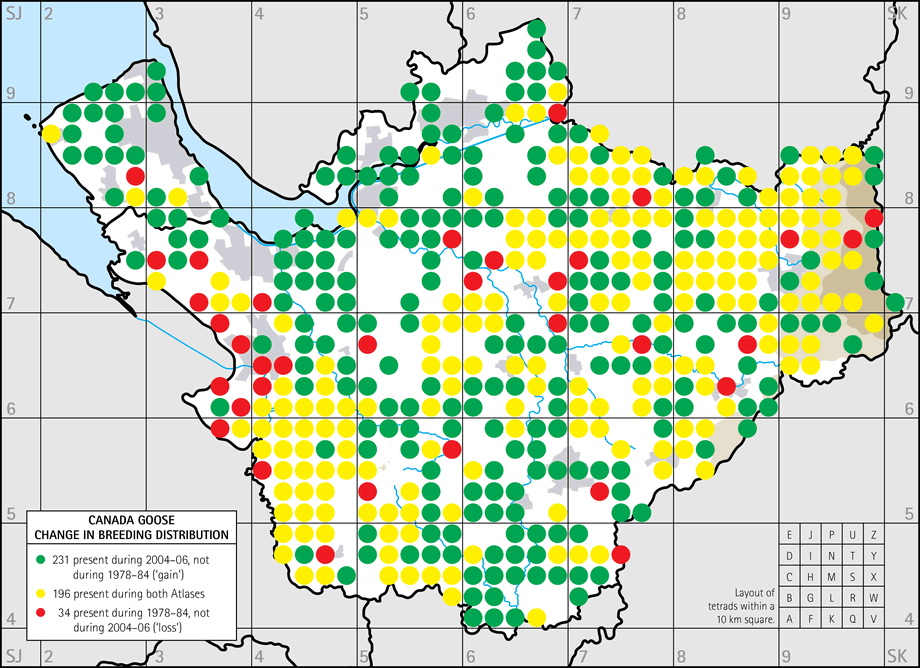 Change in breeding distribution map