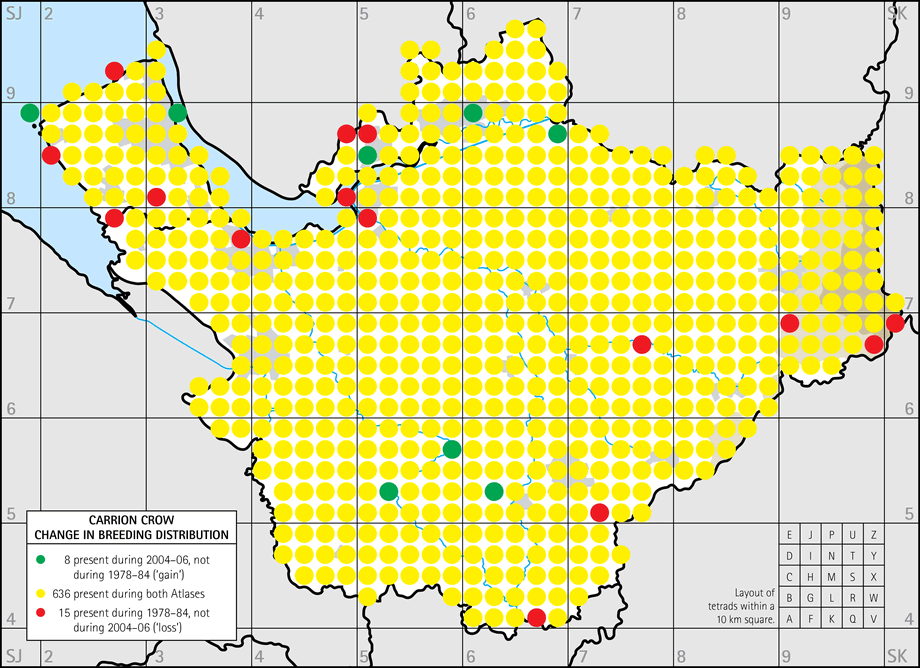 Change in breeding distribution map