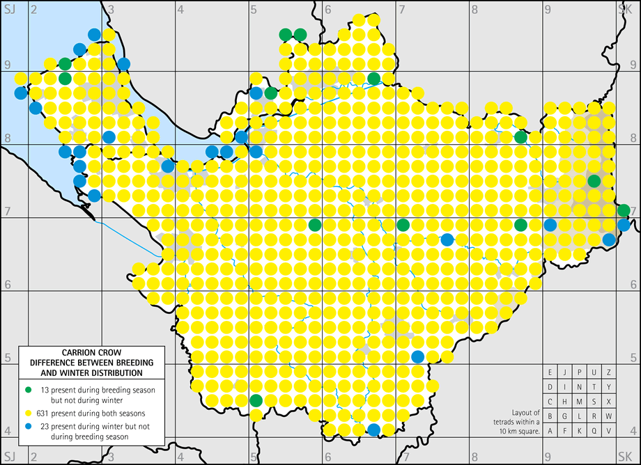 Difference between breeding and winter distribution map