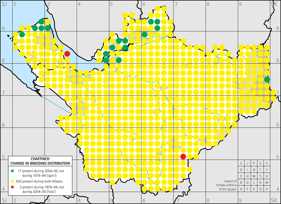 Change in breeding distribution map