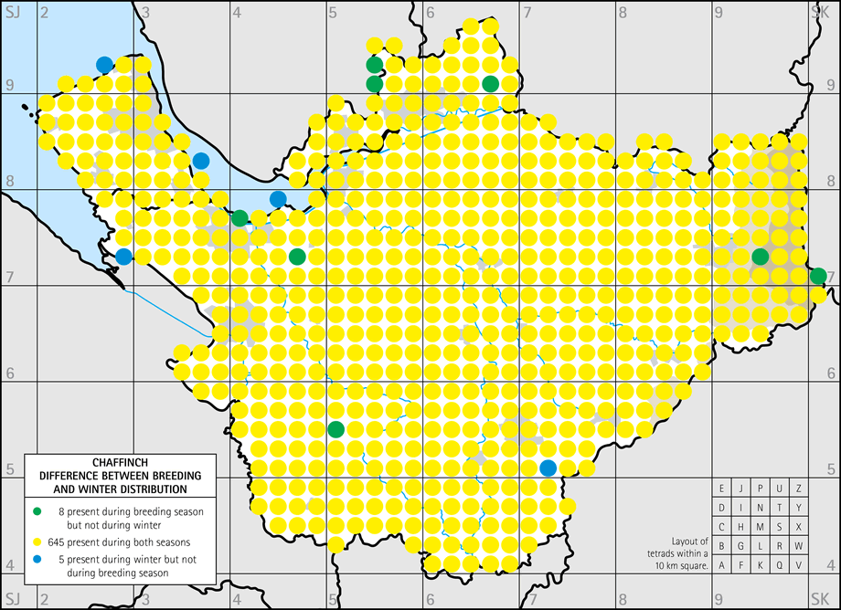 Difference between breeding and winter distribution map