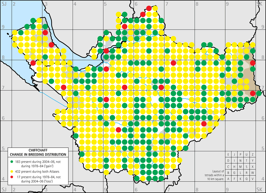 Change in breeding distribution map