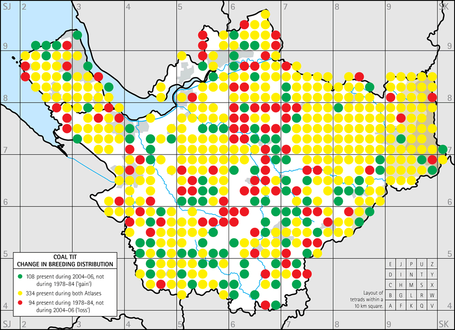 Change in breeding distribution map