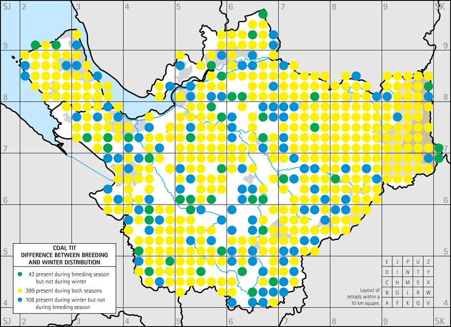 Difference between breeding and winter distribution map