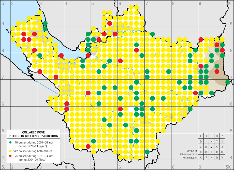 Change in breeding distribution map