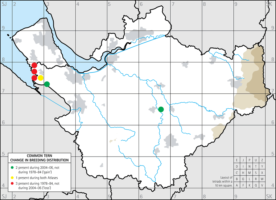 Change in breeding distribution map