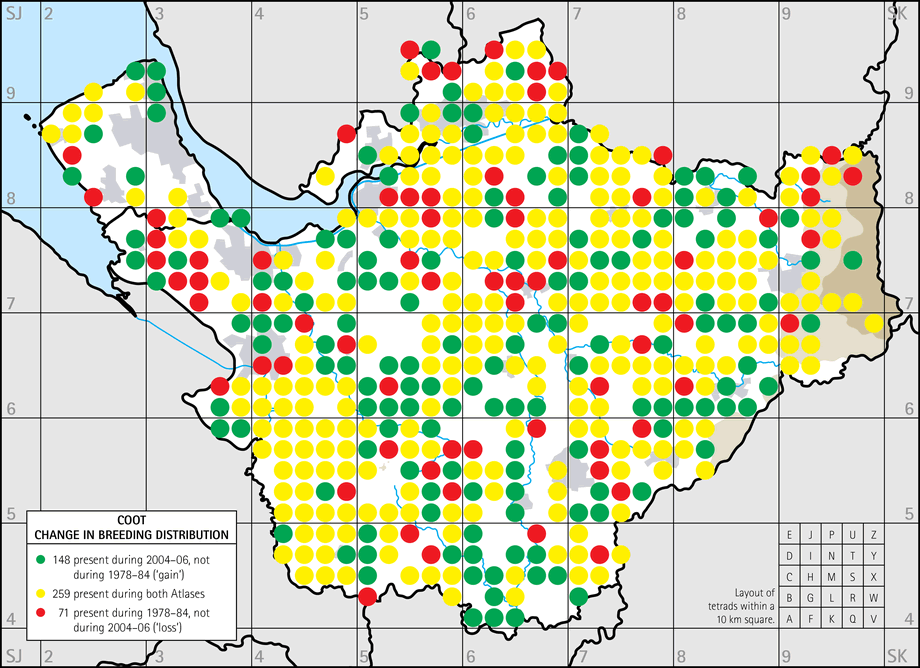 Change in breeding distribution map