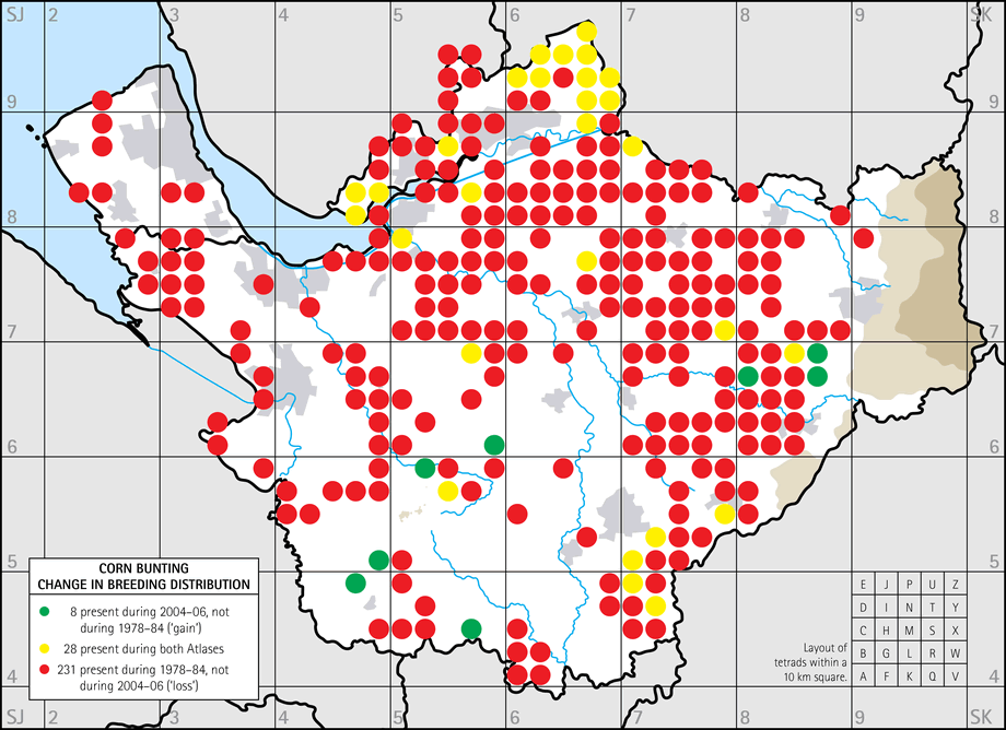 Change in breeding distribution map