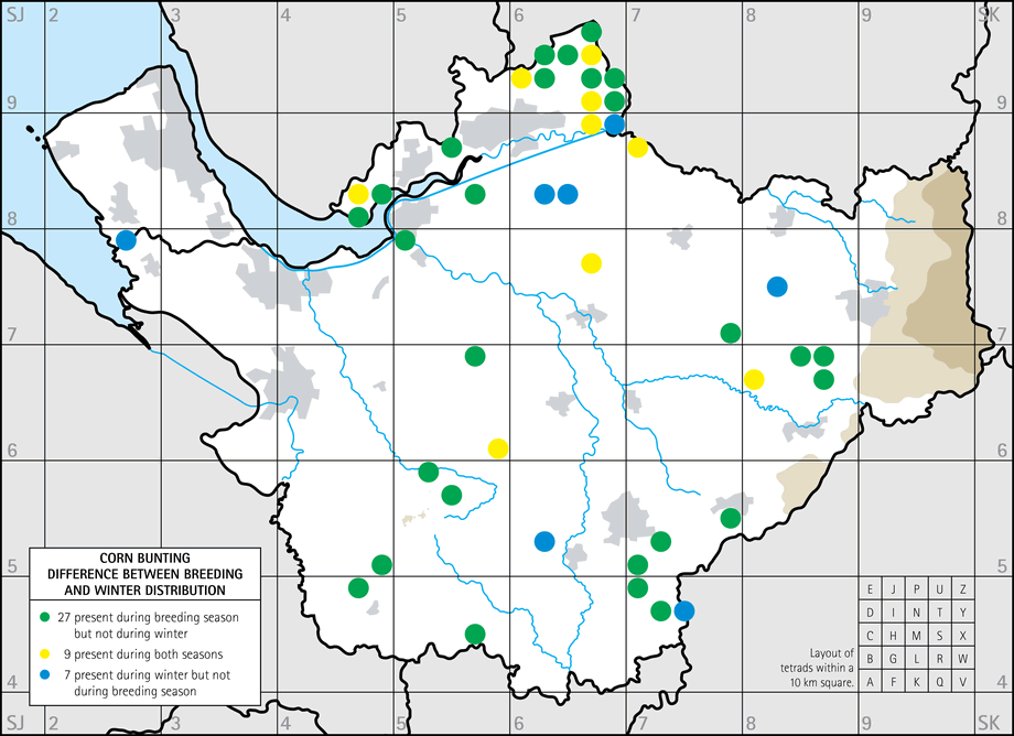Difference between breeding and winter distribution map