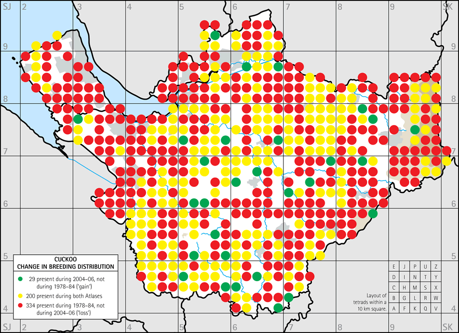 Change in breeding distribution map