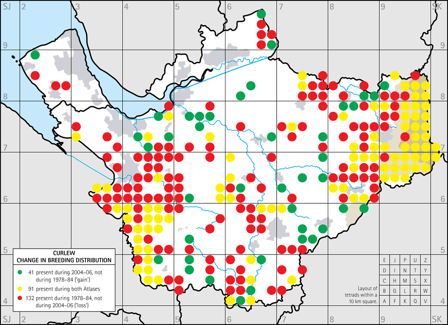 Change in breeding distribution map