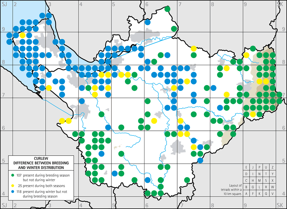 Difference between breeding and winter distribution map