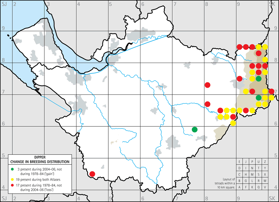 Change in breeding distribution map