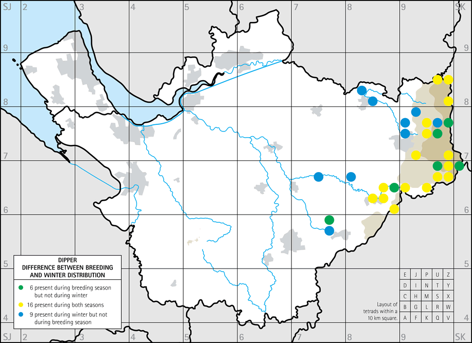 Difference between breeding and winter distribution map