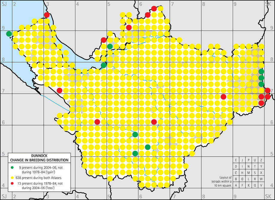 Change in breeding distribution map