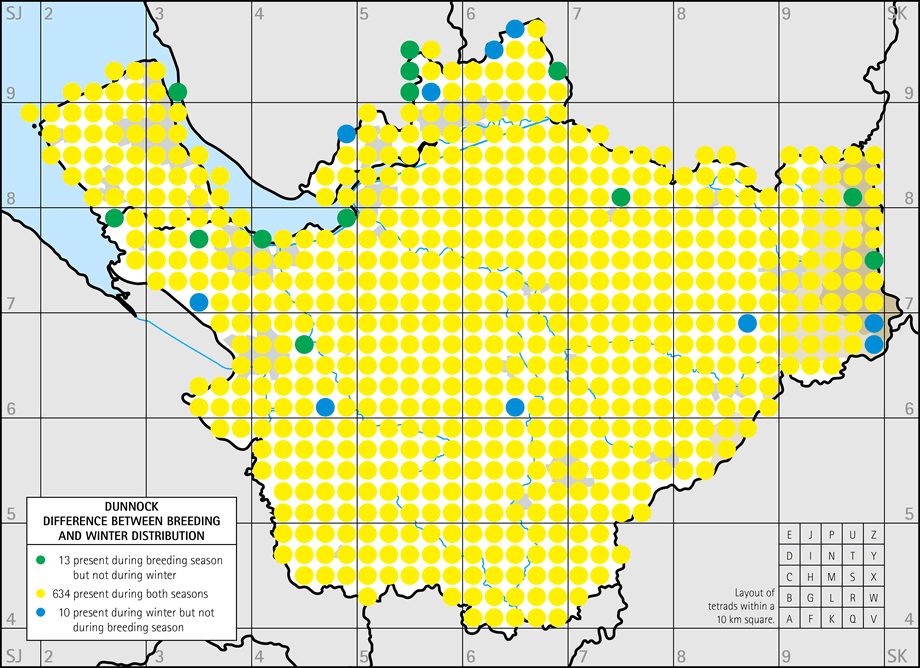 Difference between breeding and winter distribution map