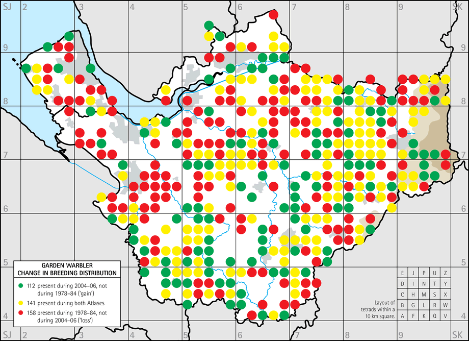 Change in breeding distribution map