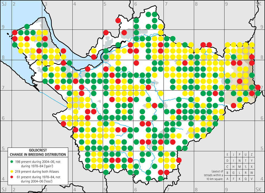 Change in breeding distribution map