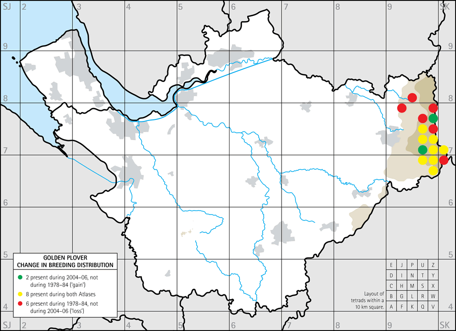 Change in breeding distribution map