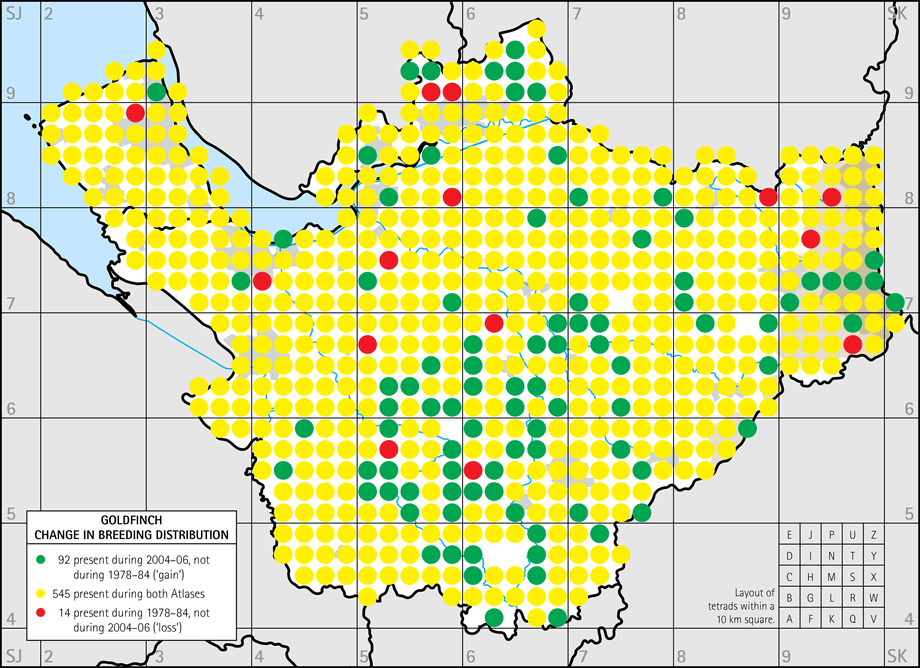 Change in breeding distribution map