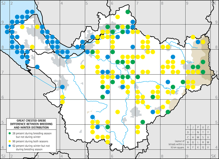 Difference between breeding and winter distribution map