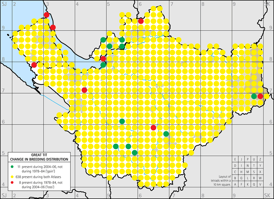 Change in breeding distribution map