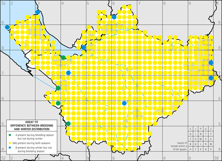 Difference between breeding and winter distribution map