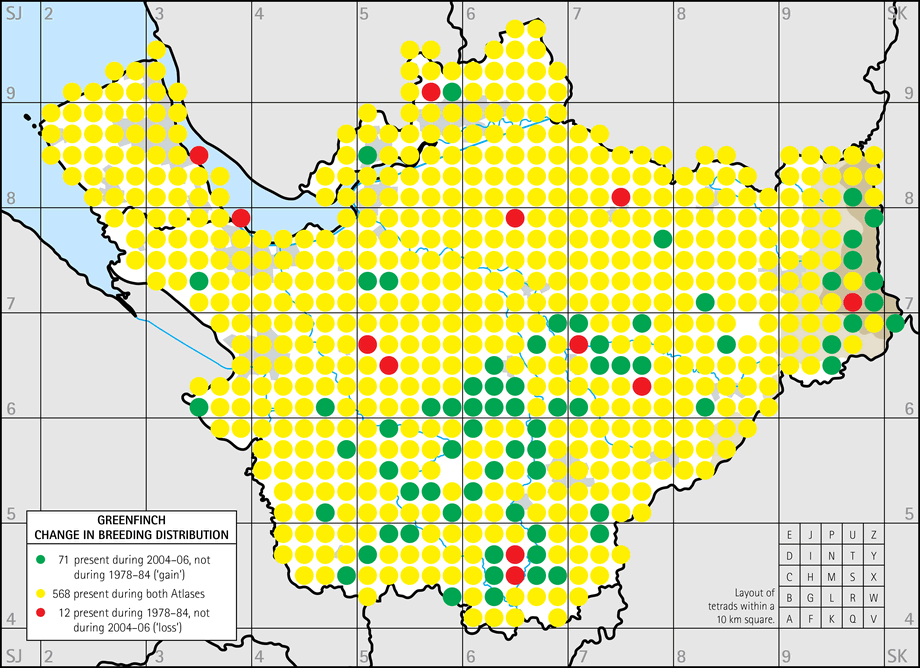 Change in breeding distribution map