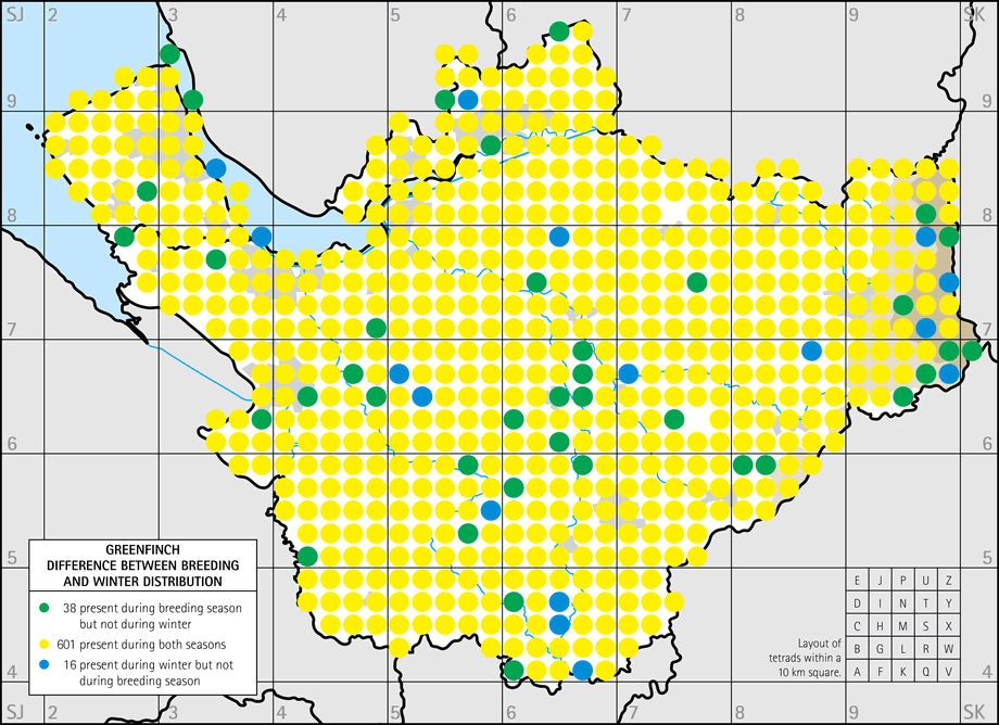 Difference between breeding and winter distribution map