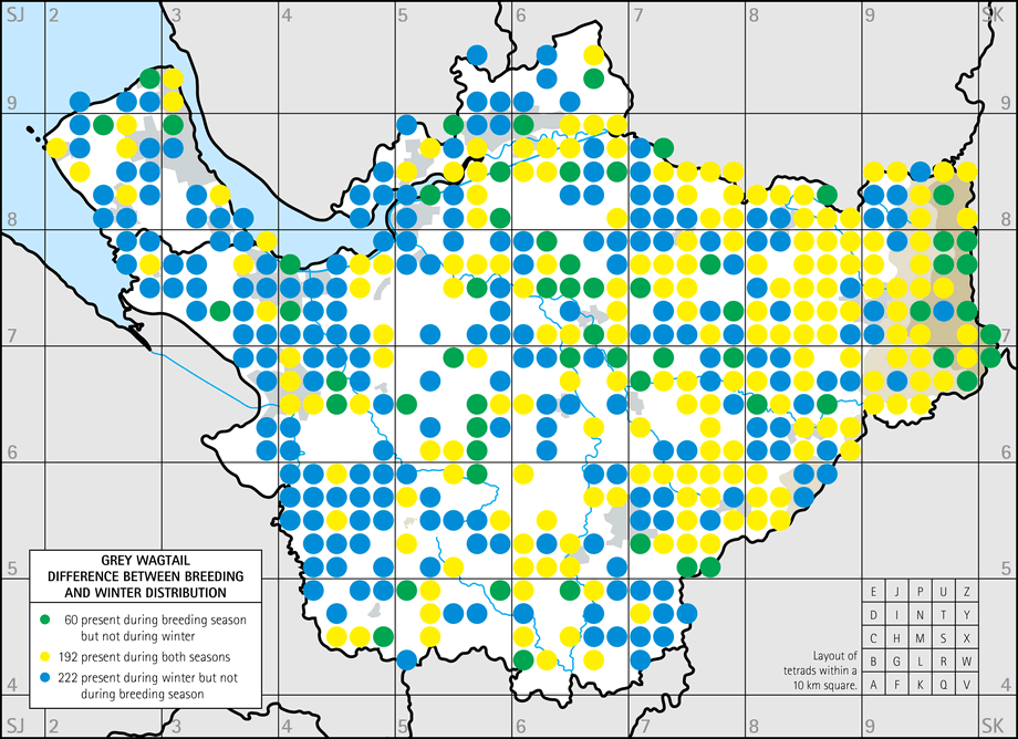 Difference between breeding and winter distribution map