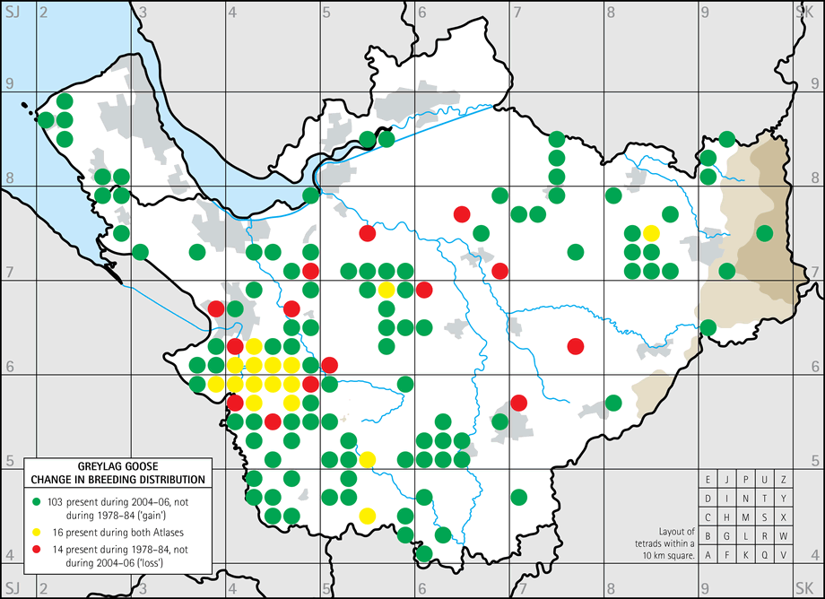 Change in breeding distribution map