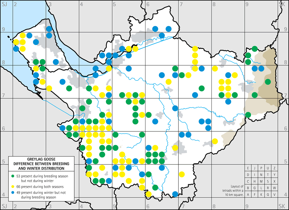 Difference between breeding and winter distribution map