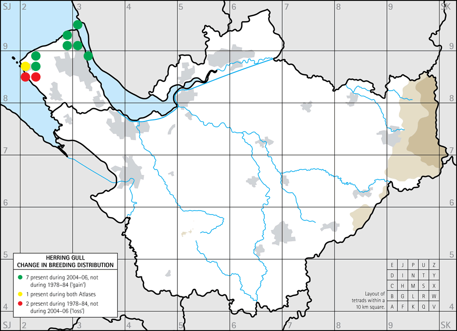 Change in breeding distribution map