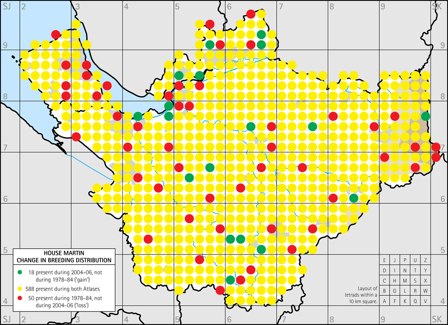 Change in breeding distribution map