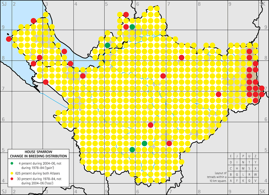 Change in breeding distribution map