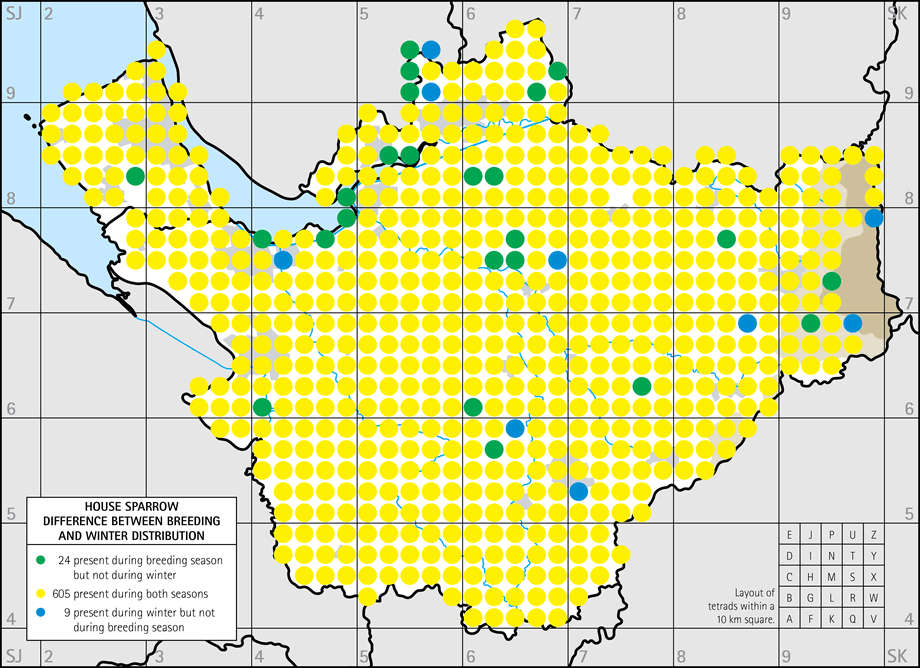 Difference between breeding and winter distribution map