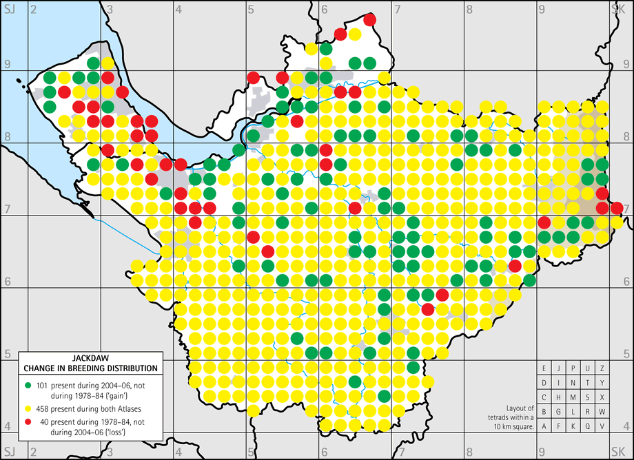 Change in breeding distribution map