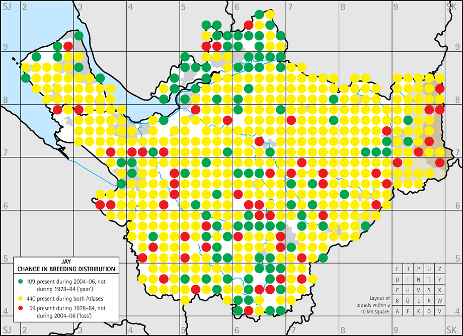 Change in breeding distribution map