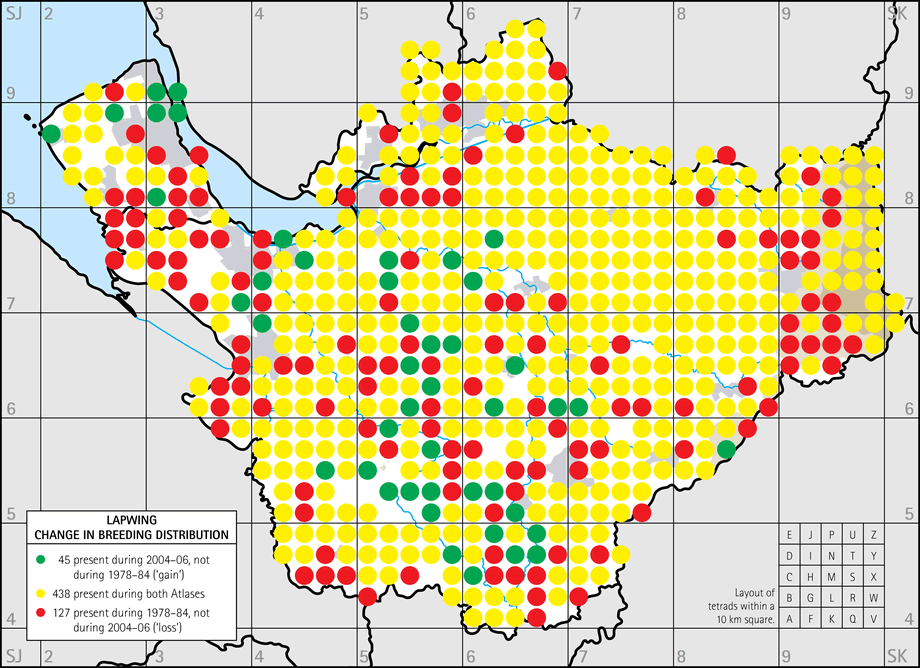 Change in breeding distribution map