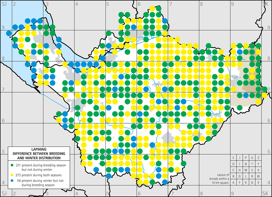 Difference between breeding and winter distribution map