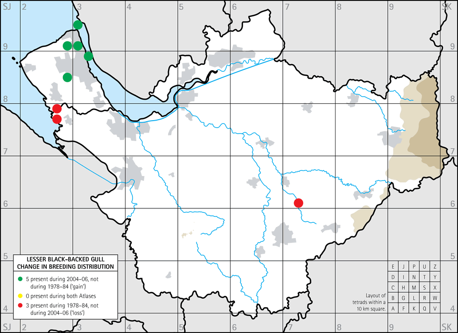 Change in breeding distribution map