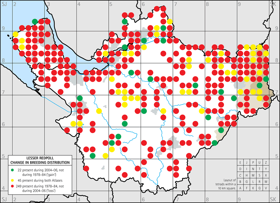 Change in breeding distribution map